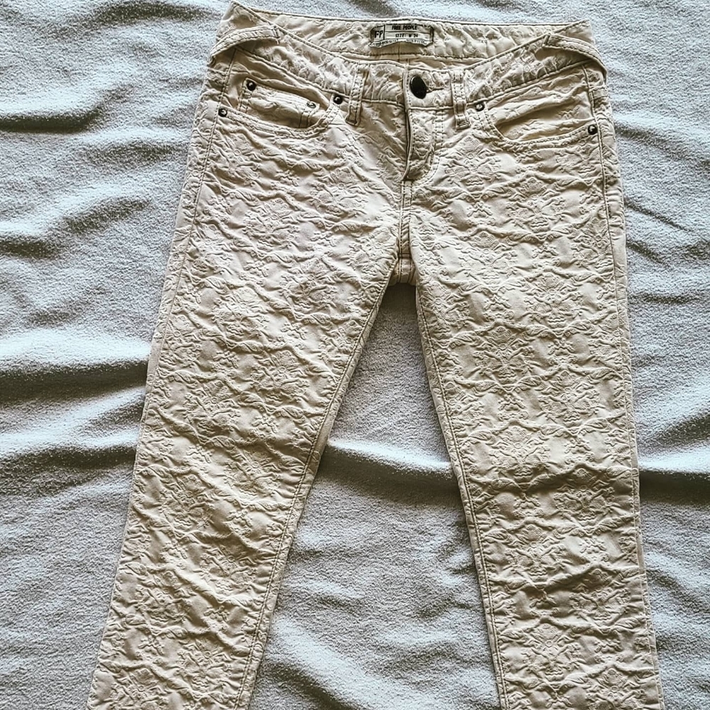 Free People Jeans ivory Textured Size 24